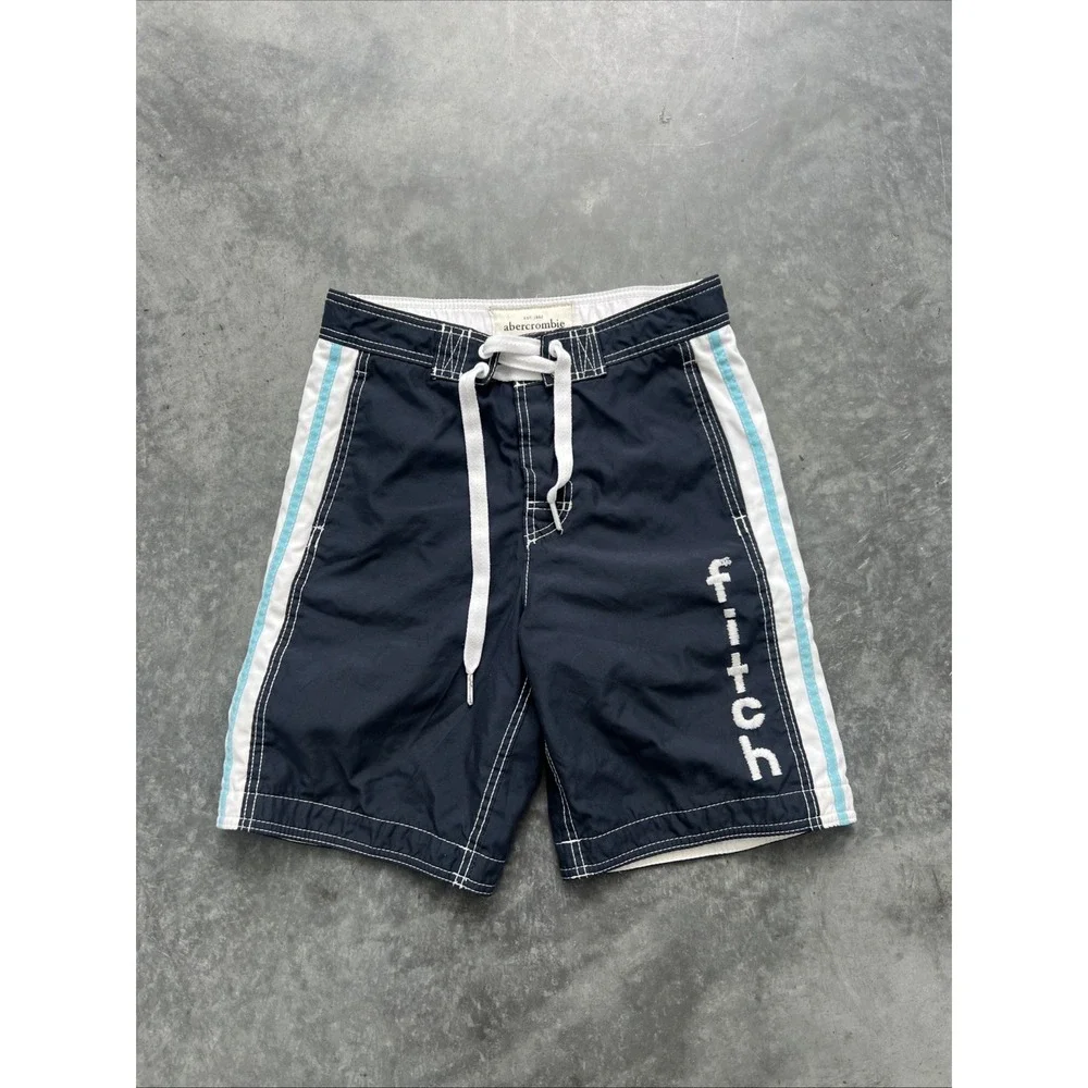Abercrombie & Fitch Men's Swim Shorts Blue Drawstrings Pockets Size L